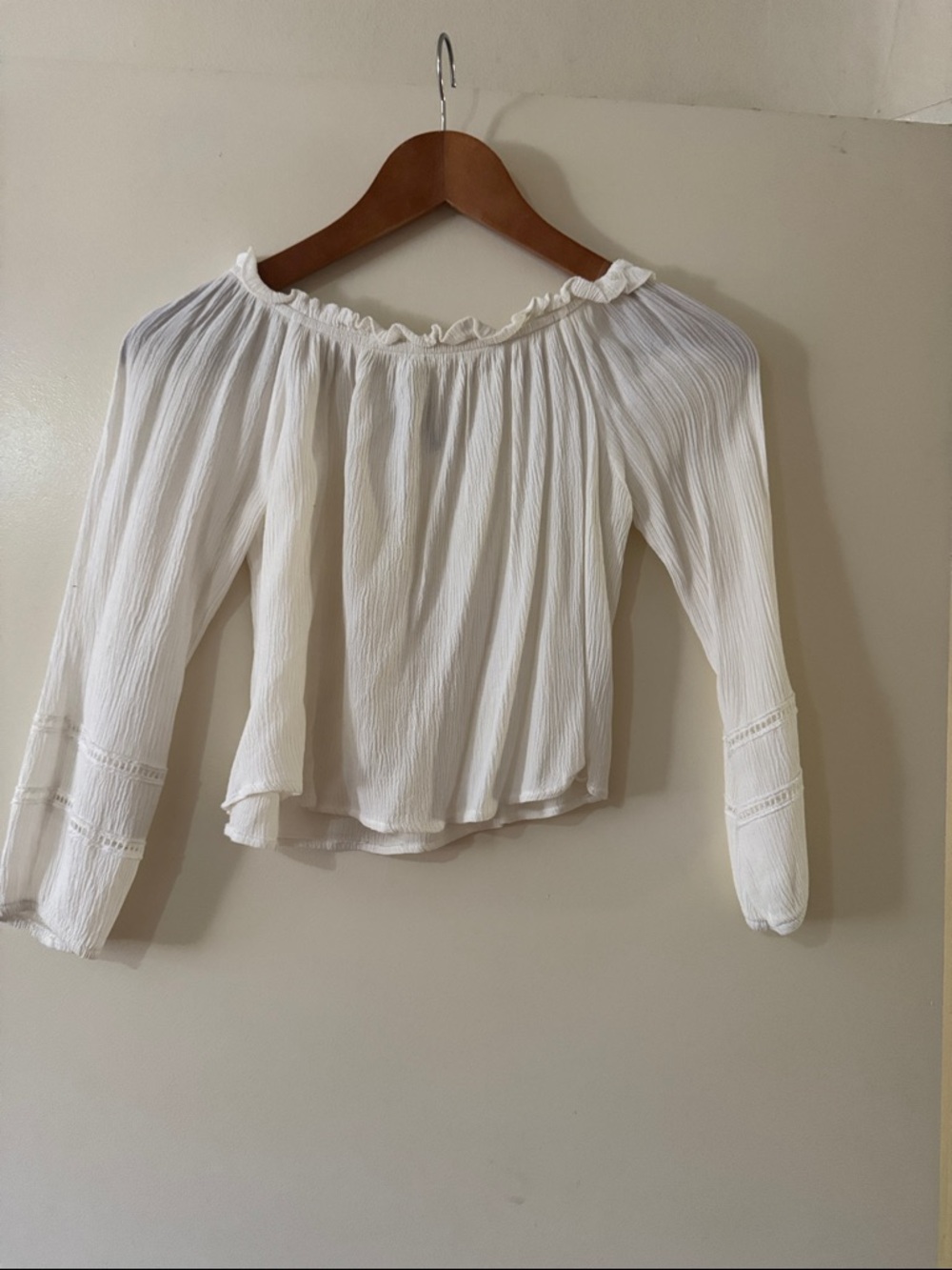 Off-Shoulder White Peasant Blouse with Ruffle Neckline